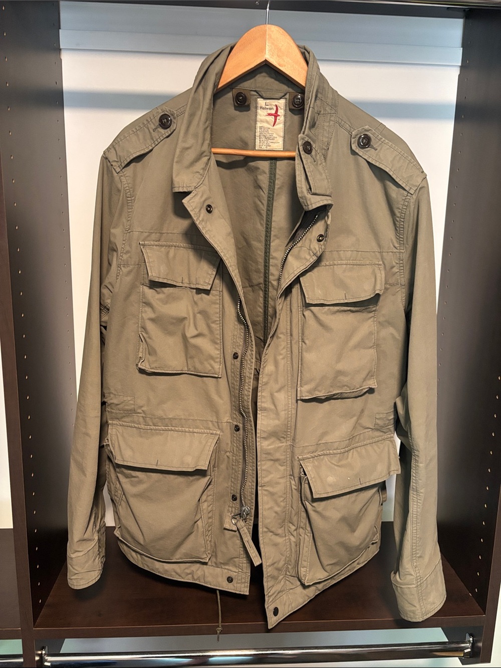 Reiwen Men's Olive Utility Field Jacket - Classic Multi-Pocket Design